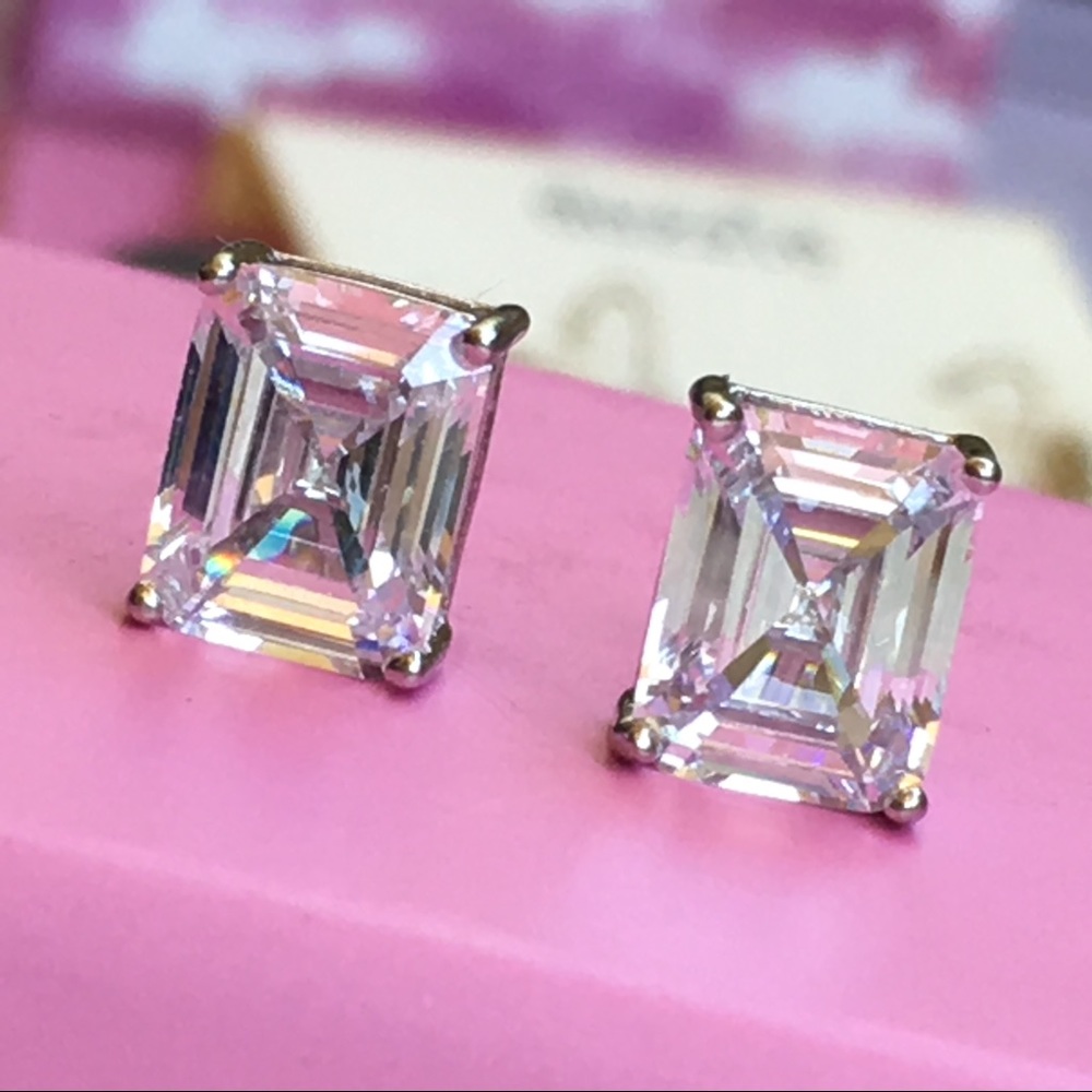 14k white gold emerald diamond 5 ct earrings - Picture 2 of 8